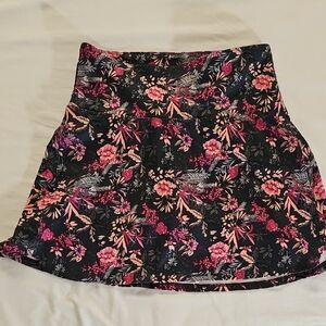 Marika Black and Pink Floral Mini Skirt